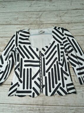 Vintage Joseph Ribkoff Black And White Corset Front Jacket Size 14